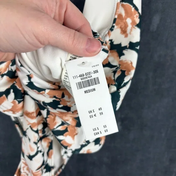 Abercrombie & Fitch Floral cross front One Piece Swimsuit - Black and Cream Sz M - Picture 8 of 11